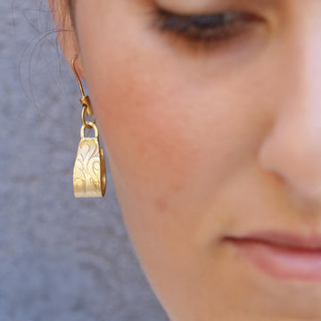 Handmade Gold Floral Dangle Earrings • Unique Art Nouveau Statement Jewelry Gift for Mom, Wife, Sister